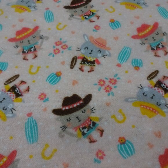 Adorable KITTY COWBOYS Handmade Cotton Flannel Pillowcase Standard/Queen - Picture 1 of 3
